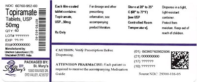 952-60 (Topiramate 50mg 60ct 60760 952 60)